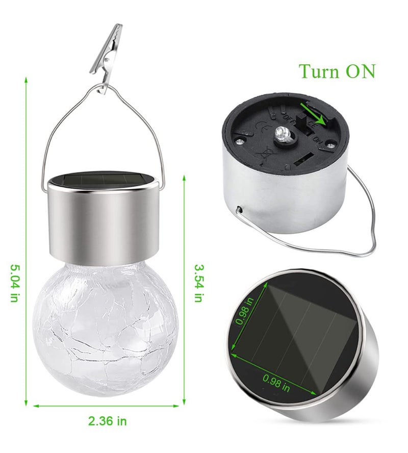 KIMI HOUSE Hanging Solar Powered LED Light with 7 Color Auto-Changing, Cracked Glass Ball Light, Waterproof Outdoor Christmas Decorative Lantern for Garden, Yard, Patio, Lawn (Colorful, 12) - Image 4